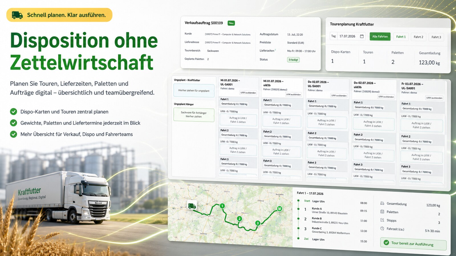 Tourenplanung, Fahrer-App und digitale Lieferung