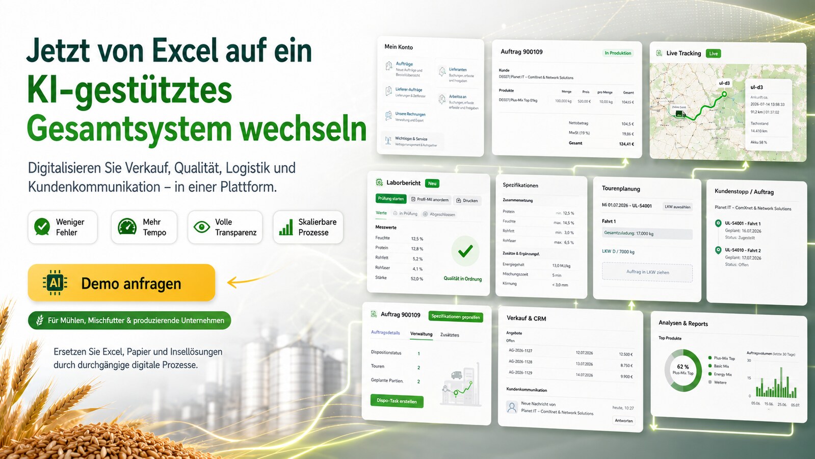Mühle und digitale Prozessplattform